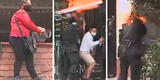 Surco: agente PNP queda envuelto en fuego en medio de desalojo a adultos mayores