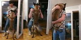 Perrito recibe con tierno ‘abrazo’ a su dueño cada vez que llega a casa