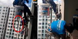 Mujer cortó la cuerda que sostenía a dos pintores y los dejó colgando a 26 pisos de altura [VIDEO]