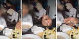 Perrito es captado comiendo junto a su familia en un restaurante y escena se vuelve viral