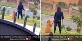 Mujer sostiene la manito de su perrito mientras riega el césped y conmueve a todos: "Llore" [VIDEO]