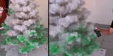 No podía comprar otro árbol de Navidad y pinta el que tenía: “Cuando uno se propone algo” [VIDEO]