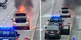 San Isidro: vehículo termina en llamas en plena Vía Expresa de av. Paseo de la República