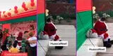 Papá Noel fue captado luchando contra el sueño en chocolatada que tenía que animar [VIDEO]