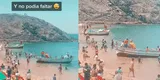 TikTok: joven heladero impacta al bajar de un bote con su triciclo para vender en la playa y escena es viral
