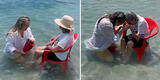 Nieta lleva a su abuela por primera vez al mar y su reacción enternece a usuarios: “Te amo más allá del infinito”