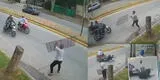 Delincuentes intentaron asaltar a motociclista, pero comerciante frustra robo lanzando una reja [VIDEO]