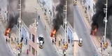 SJM: vecinos incendian mototaxi de delincuentes que asaltaron a una joven [VIDEO]