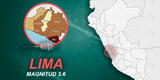 Temblor de magnitud 3.6 se sintió en Lima la noche de este domingo, según IGP