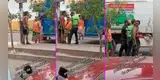 Sujeto amenaza con cuchillo a recolector de basura y valiente policía lo desarma [VIDEO]