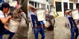 Quiso ‘mostrar su fuerza’ cargando baldes de cemento durante obra, pero todo termina mal [VIDEO]