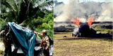 PNP capturan y destruyen avioneta boliviana utilizada para transportar 350 kilos de droga [FOTO]