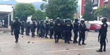 Paro de transportistas: manifestantes se enfrentaron a policías y lanzaron piedras a sede pública de Junín [VIDEO]