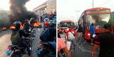SMP: manifestantes queman llantas en vía Evitamiento para impedir el paso de los vehículos