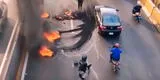 Manifestantes del paro de transportistas queman llantas en la Vía de Evitamiento [VIDEO]