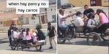 Peruano usa su triciclo como colectivo durante el toque de queda y su singular ingenio la rompe en TikTok