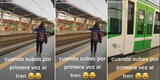 Peruana sube por primera vez al tren, pero tiene singular reacción y es viral en TikTok [VIDEO]