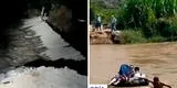 "Y se marchó": pobladores se arriesgan y usan llantas para cruzar río tras colapso se puente