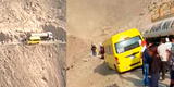 SJL: minivan quedó al bordo del abismo en la vía Pasamayito [VIDEO]