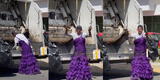 Recolector de basura la rompe en plena calle tras ponerse vestido de gala que encontró y es viral en TikTok