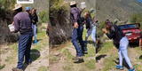 Peruana toma de los brazos a su papá para que le echen agua, pero su abuelito termina mojándola y escena desata risas