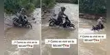 ¿Cómo es vivir en la selva?: peruano causa sensación por singular manera de cruzar río a bordo de moto