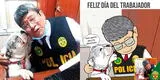 Policía Nacional del Perú celebra el Día del trabajador con tierna caricatura de perrito rescatado
