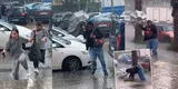 Quiso protegerse de la lluvia, pero fuerte viento lo ‘hizo volar’ con paraguas y es viral [VIDEO]