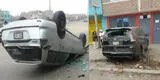 Le ganó el sueño: auto se voltea luego de que conductor se quedara dormido en Los Olivos [VIDEO]