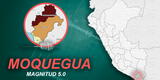 Fuerte temblor de 5.0 remeció Moquegua la mañana de este martes, según reportó IGP