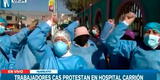 “Hoy no somos nada, ayer fuimos héroes”, trabajadores CAS COVID protestan en hospital de Huancayo [VIDEO]