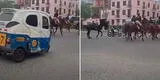 “Caballo loco” hace tumbar a policía en pleno recorrido y es viral por fuerte caída