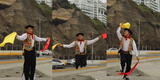 Peruano baja a la Costa Verde, se graba bailando huaylas por Fiestas Patrias y es viral con sus pasos