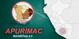 Fuerte sismo de 4.5 alertó a los ciudadanos de Apurímac esta tarde 08 de agosto