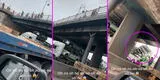 Chofer de tráiler intenta pasar debajo de un puente peatonal y queda atascado: “Pensé que si pasaba” [VIDEO]