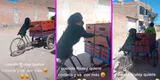 Perrito ayuda a su dueño a empujar su triciclo con cajas de cerveza y divertida escena es viral [VIDEO]
