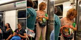 Captan a señora en peculiar situación en pleno tren y usuarios en TikTok la vacilan: "Asu, que elegancia"