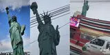 “Porky, ya se ven los cambios”: captan impensada escena sobre Estatua de la Libertad en Lima y es viral [VIDEO]