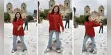 Peruana se anima a bailar durante granizada en Huancayo y usuarios se sorprenden: “¿Qué parte de EE.UU. es?”