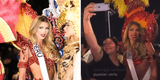 Alessia Rovegno se toma foto con fans en evento con traje típico en el Miss Universo 2022