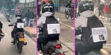 Motociclista es viral en TikTok con singular cartel en su espalda: “Téngame paciencia”