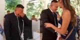 Novio causa polémica al llorar cuando recibe el saludo de su expareja en plena boda