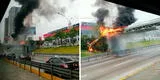 La Victoria: se registra incendio en puente peatonal de la Vía Expresa y genera temor en conductores