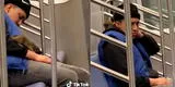 Pasajero se queda dormido en el metro y una rata de pronto se le sube al cuello
