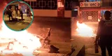 SJL: Vecinos queman moto de hampones que minutos antes le robaron el celular a un joven