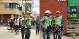 Policías acabaron manchados de pintura en Carnaval en Cajamarca: "¿Era cuidar o jugar?"