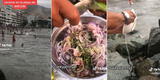 Peruanos visitan playa de Ancón, preparan ceviche 'improvisado' en el mar y pasa lo impensado: "Pobre baño"