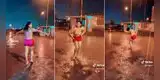 Peruana zapatea bajo la lluvia al ritmo de huayno cajamarquino y su actitud es viral en TikTok: "Un amor"