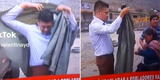 Reportero regala su poncho de plástico a madre con bebé en la espalda y escena conmueve en TikTok