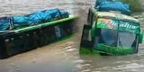 La Libertad: Ómnibus repleto de pasajeros queda atrapado bajo el agua tras intentar cruzar río Marañón